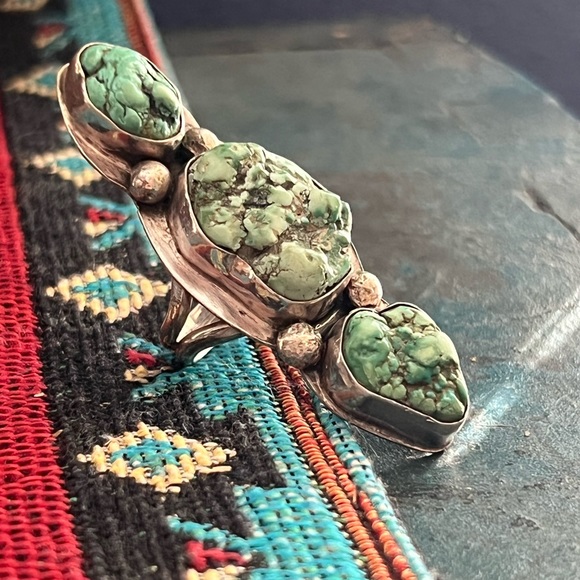 Vintage Native American Sterling Silver Turquoise Ring - Picture 4 of 9